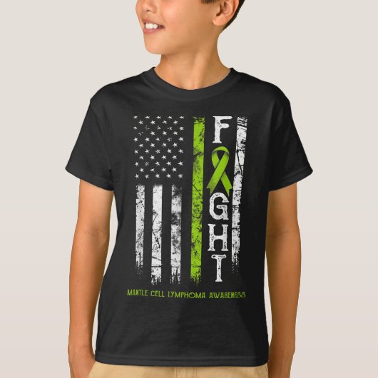 マントル細胞リンパ腫戦士アメリカ国旗 Tシャツ (正面)