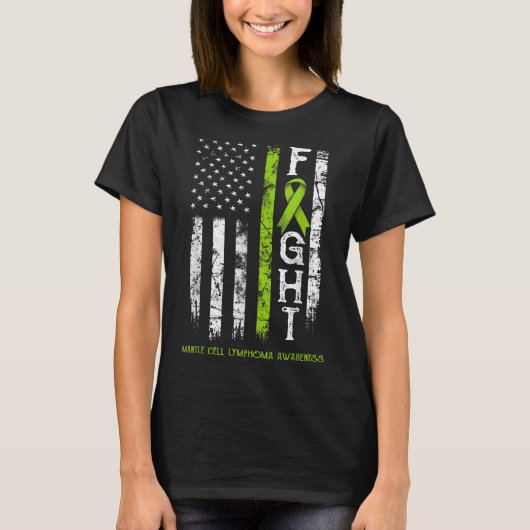 マントル細胞リンパ腫戦士アメリカ国旗 Tシャツ (正面)