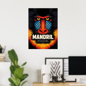 マンドリルの仮面カラーイラスト ポスター (ホームオフィス)