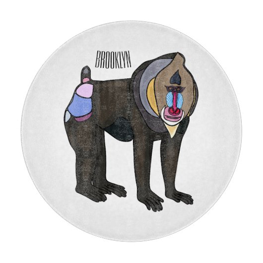 マンドリルカートーンイラストレーション カッティングボード (正面)