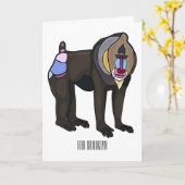 マンドリルカートーンイラストレーション カード (黄色い花)