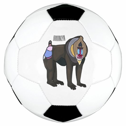 マンドリルカートーンイラストレーション サッカーボール (正面)