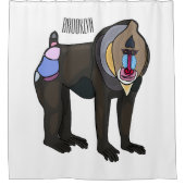 マンドリルカートーンイラストレーション シャワーカーテン (正面)