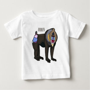 マンドリルカートーンイラストレーション ベビーTシャツ