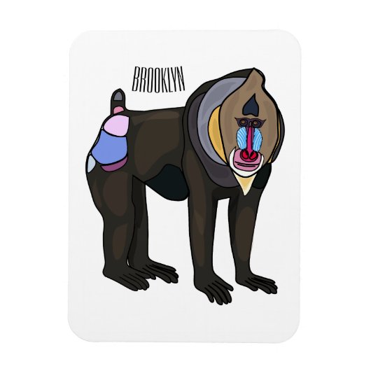 マンドリルカートーンイラストレーション マグネット (縦)