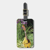 マンドリンとアイリスフラワーガーデンパーソナライズされた ラゲッジタグ (正面縦)