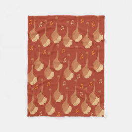 マンドリンと音楽ノート フリースブランケット