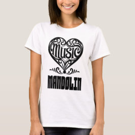 マンドリンの愛好家のための優雅なスクロールハート Tシャツ