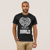 マンドリンの愛好家のための優雅なスクロールハート Tシャツ (正面フル)