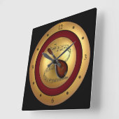 マンドリンの~音楽的なスクロール~の金ゴールドまたはあずき色か黒い背部 スクエア壁時計 (傾斜)