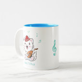 マンドリンを持つ吟遊詩人の子猫 ツートーンマグカップ (正面左)