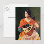 マンドリンを持つ若い女性， 1845年～47年 ポストカード (正面/裏面)