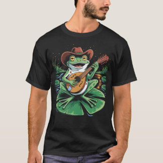 マンドリンを演奏するカエル ブルーグラス ギター Tシャツ
