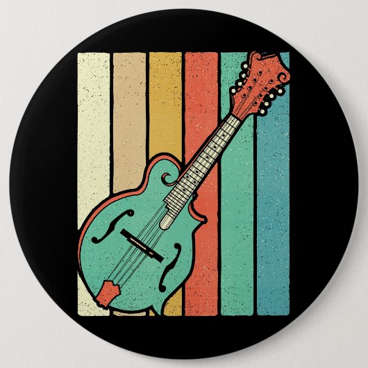 マンドリンプレイヤーファンキーレトロブルーグラスマンドリンムス 缶バッジ (正面)