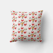 マンドリンレッド弓ホリー葉ズベリーパターン クッション (裏面)