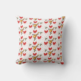 マンドリンレッド弓ホリー葉ズベリーパターン クッション