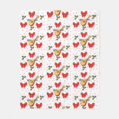 マンドリンレッド弓ホリー葉ズベリーパターン フリースブランケット (正面)