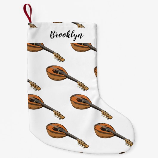 マンドリン漫画イラストレーション スモールクリスマスストッキング (正面)