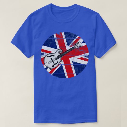 マンドリン英国国旗のイギリスマンドリン奏者イギリス音楽 Tシャツ (デザイン正面)