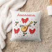 マンドリン赤い弓ホリー葉ズパターカスタマイズン クッション (ブランケット)