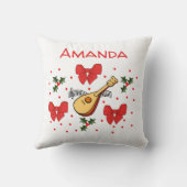 マンドリン赤い弓ホリー葉ズパターカスタマイズン クッション (裏面)