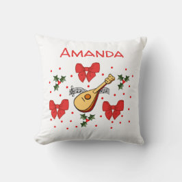 マンドリン赤い弓ホリー葉ズパターカスタマイズン クッション