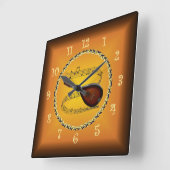 マンドリン01オンミュージカルスクロール&ラッセットオレンジ～ スクエア壁時計 (傾斜)