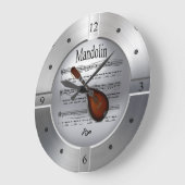 マンドリン〜シート音楽~銀色のブラッシング〜 ラージ壁時計 (傾斜)