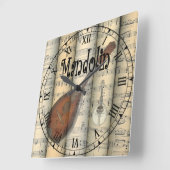 マンドリン〜転がヴィンテージシート音楽〜ユニーク〜 スクエア壁時計 (傾斜)