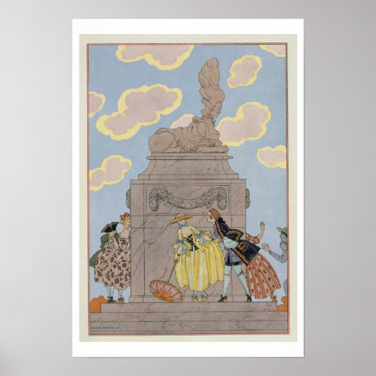 マンドリン、Paによる「フェテス・ガランテス」のイラストレーション ポスター (正面)