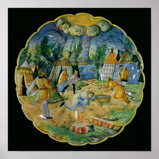 マンナの集まりを描いた皿 ポスター (正面)