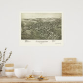 マンニントン， WVパノラママップ – 1897 ポスター (キッチン)