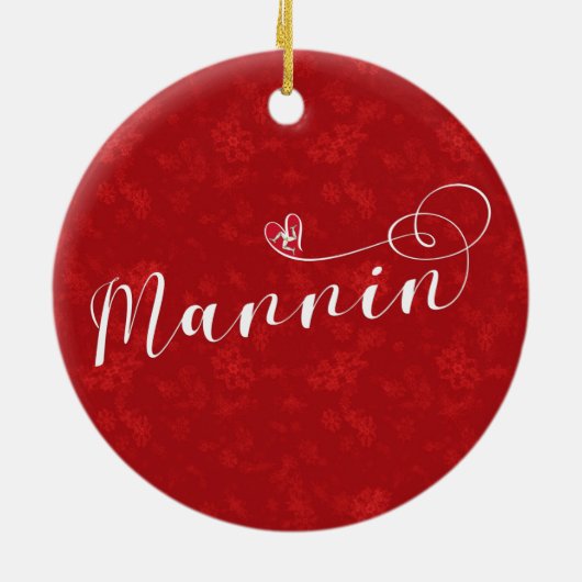 マンニン、マン国旗のハート、マンクスオーナメント セラミックオーナメント (裏面)