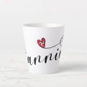 マンニン、マン国旗のハート、マンクス カフェラテマグ (正面)