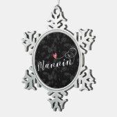 マンニン、マン国旗のハート、マンクス スノーフレークピューターオーナメント (右)