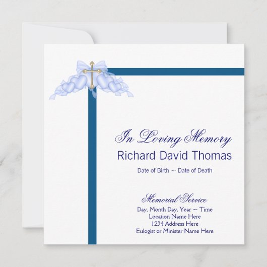 マンネイビーブルークロスモーニングカード 招待状 (正面)