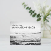 マンハッタンからのブラック&ホワイトグリーティングビーチ ポストカード (スタンド正面)