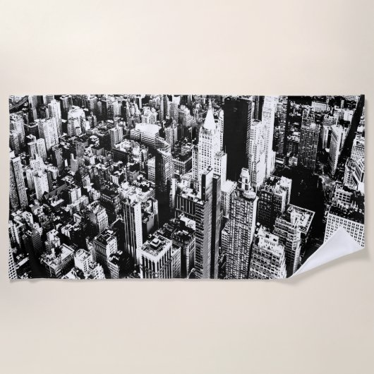 マンハッタンから空 ビーチタオル (正面)