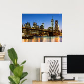 マンハッタンとブルックリンブリッジの夕暮れ ポスター (ホームオフィス)