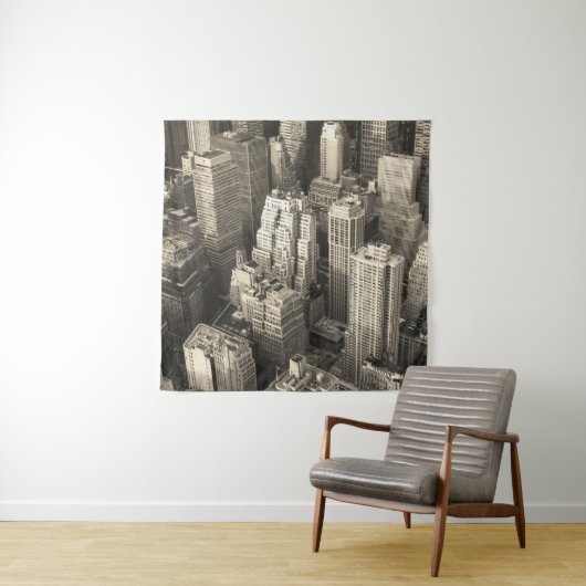マンハッタンのスカイライン、黒と白の空中。 タペストリー (インサイチュ)