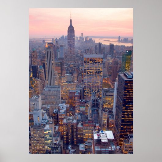マンハッタンの日没の広い景色 ポスター (正面)