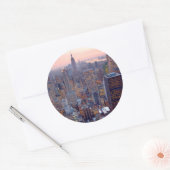 マンハッタンの日没の広い景色 ラウンドシール (封筒)