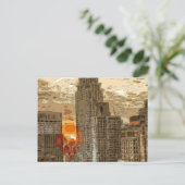 マンハッタンの朝の日の出ハート ポストカード (スタンド正面)