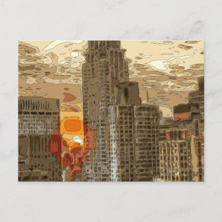 マンハッタンの朝の日の出ハート ポストカード