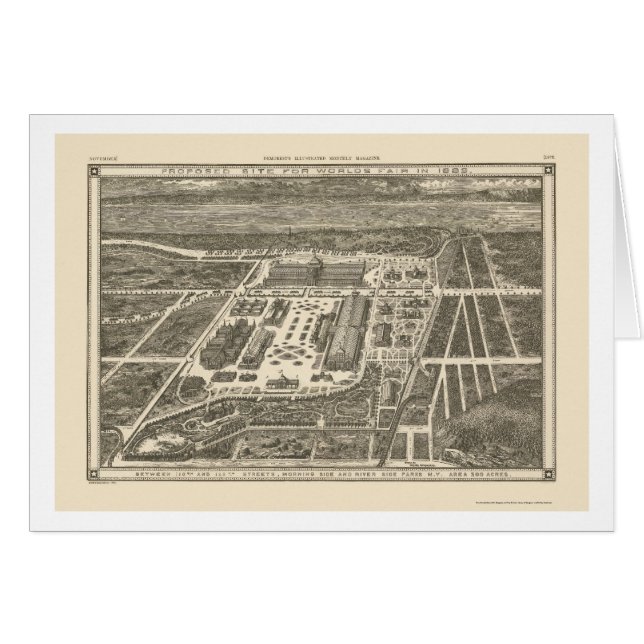 マンハッタンのNYのパノラマ式の地図- 1883年 (正面横)