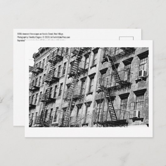 マンハッタンはがき内のテネメント火災エスケープ ポストカード (正面/裏面)