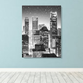 マンハッタンアンダーザスターズin白黒 キャンバスプリント (インサイチュ (ウッドフロア))