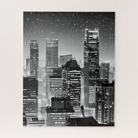 マンハッタンアンダーザスターズin白黒 ジグソーパズル (縦)