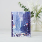 マンハッタンウィンターシーン。ファインアートクリスマス シーズンポストカード (スタンド正面)