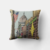 マンハッタンウィンターニューヨーククリスマスイラストレーション クッション (裏面)